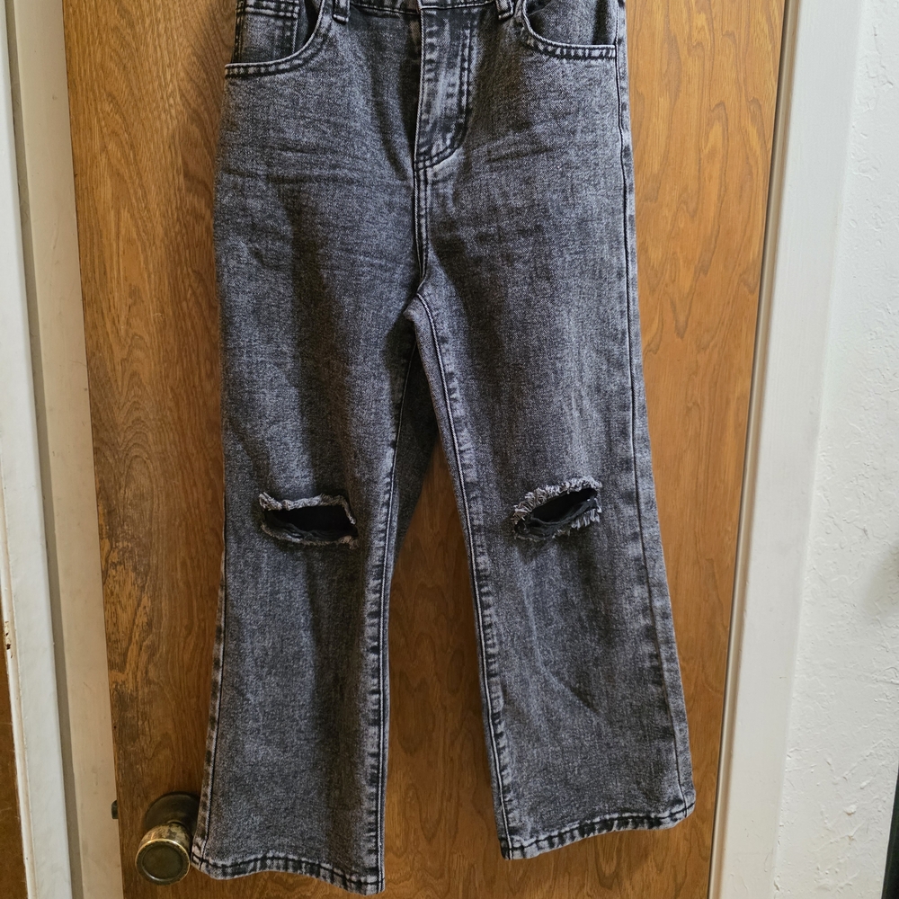 SHEIN Black Distressed Flare Jeans